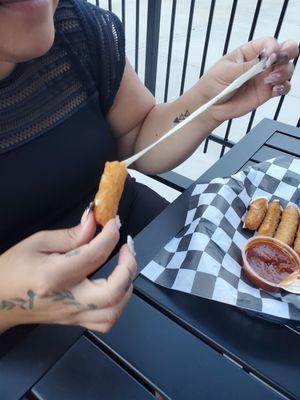 Mozzarella stick ever cheese pull