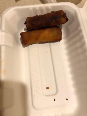 Spring rolls were burnt.