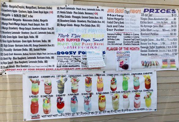 Daiquiri menu posted outside the building