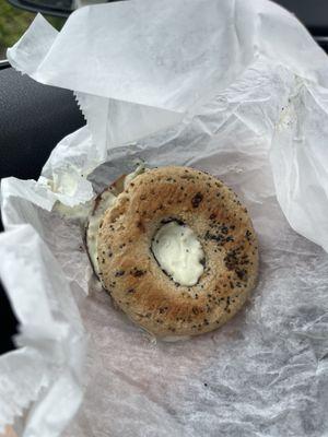 GF Everything bagel with jalapeño cream cheese