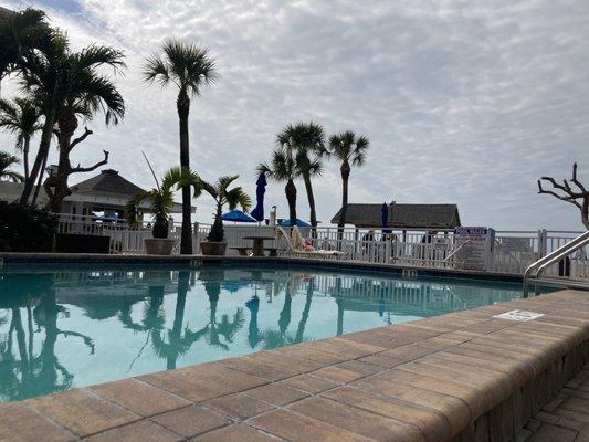 Poolside facing Sandbar Bill's Bar & Grill where they serve the best grilled burgers!