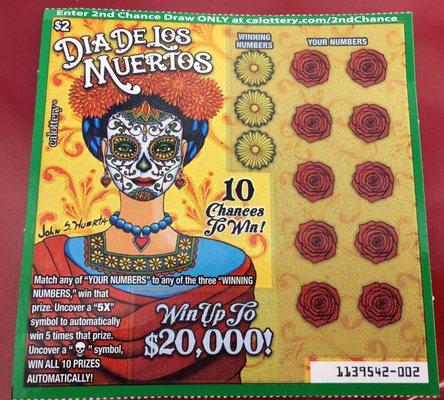 Lotto scratcher!  Dia de Los Muertos $2