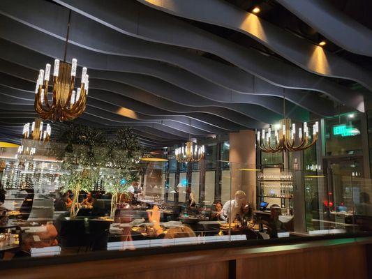 View of the dining room from the chef's table