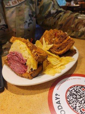 Ruben sandwich and chips.