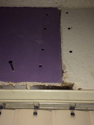 How they covered up the rotten wood in the wall.... Gary the maintenance man said he'll work as a cover till it rains