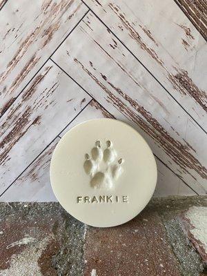 Frankie's sweet paw print