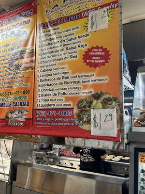 $1.29 taco menu