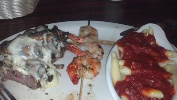 Stuffed sirloin...grilled shrimp....mmmmmmmmmm