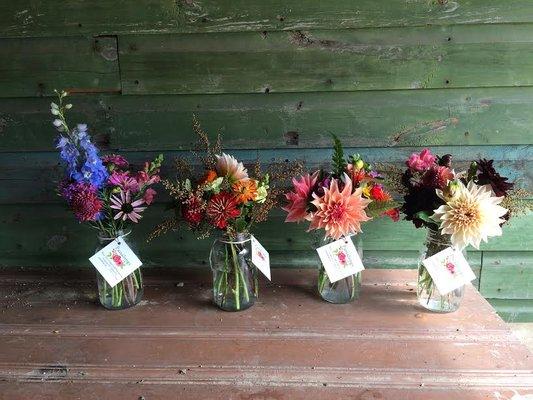 Simple mason jar bouquets