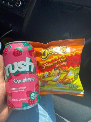 Crush strawberry pop and flamin hot