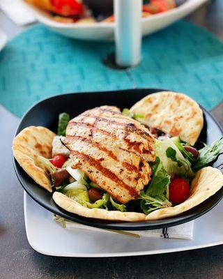 Hummus salad with grilled chicken added -- highly recommend!