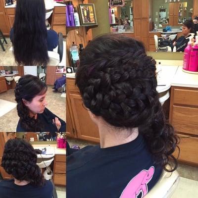 Specialize in Braided up dos . Great for Proms and Weddings. Hair by Emily