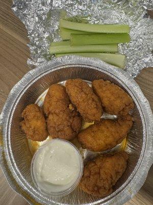 Mild boneless buffalo wings - so good and buttery!