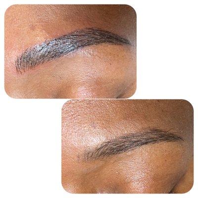 Nanoblading doesn't only thicken the appearance of eyebrows, it can also change the shape of your brows.