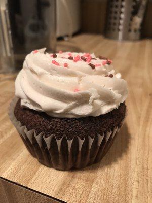 Chocolate cupcake with vanilla frosting