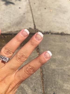 Just got my nails done there abs outlet horrible. It's clear at the top. She had no idea what she was doing I won't be back. Do NOT go! B