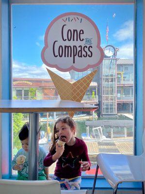 Kids being kids. Under-table dining at Cone & Compass