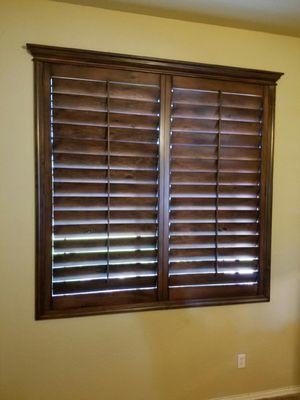 Custom stained shutter with a crown top