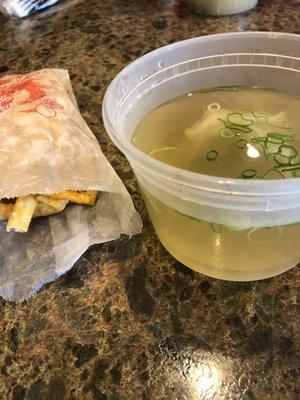 Wonton soup and crunchies