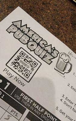 Pub Quiz on Tuesday nights.