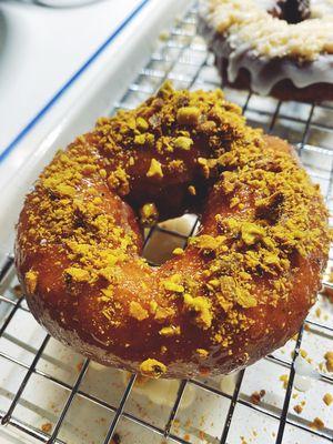 Pistachio Cake Donut, Honey Glaze & Toasted Pistachios