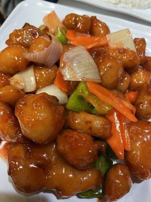 Chicken and pork sweet and sour! Yummiest!