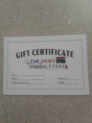 We offer Gift Certificates