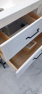 Aug 2023-Vanity installation: soft close U-shaped drawers to contend with