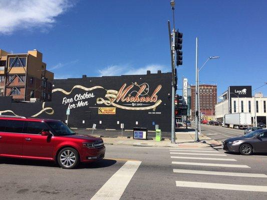 The beautiful mural and parking lot!