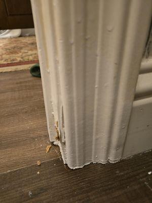 More door frame damage from water leak