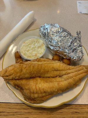 Flounder and baked potato