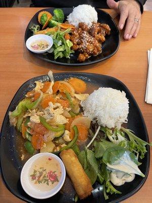 Sweet-and-sour, chicken, lunch, special and orange chicken lunch special.. delicious!