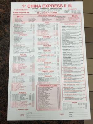 The menu