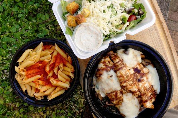 Balsamic Chicken with penne & side Caesar salad