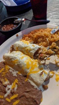 Chicken Fajitas enchiladas with sour cream sauce