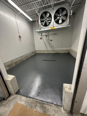 Final epoxy coat with heavy sand for non slip (freezer)