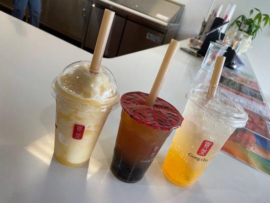 Bbt orders with friends :)  Mine was the lychee oolong tea. Yummy!