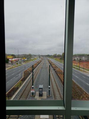 Southbound tracks toward UNCC-Main Campus.