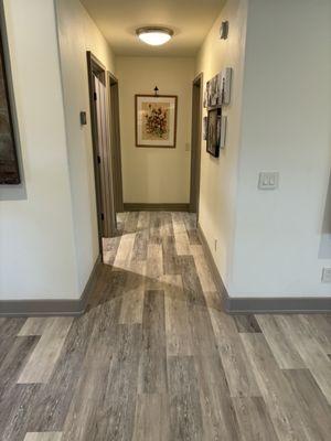 Beautiful new LVT flooring. They spent time making sure floor was exceptionally prepped.