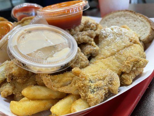 Red snapper and catfish nuggets