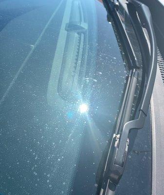 Water stains on front windshield after the $27 touch less car wash