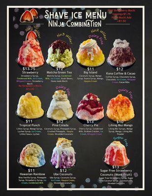 Shave ice Combination Menu!