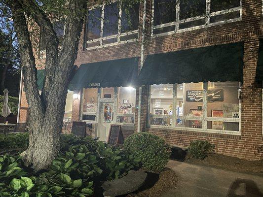 The Flat Rock Cinema is tucked inside a small set of buildings.