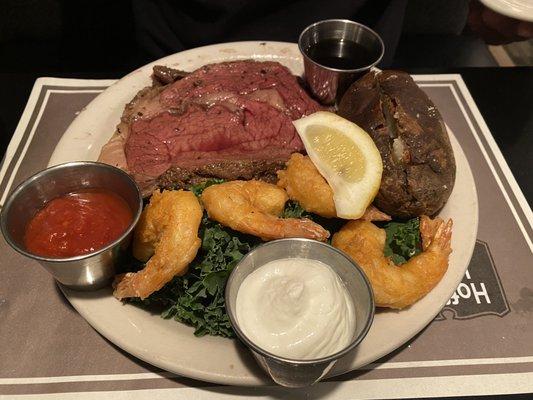 Prime Rib & Butterflied Prawns