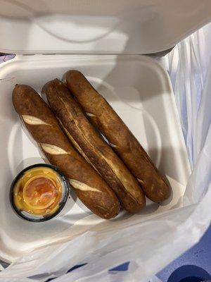 Signature pretzel sticks sans Dijon mustard. ‍