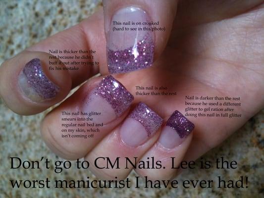 See my review. Don't go to CM nails.