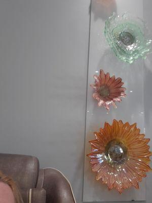 Look at the colorful glass flowers!