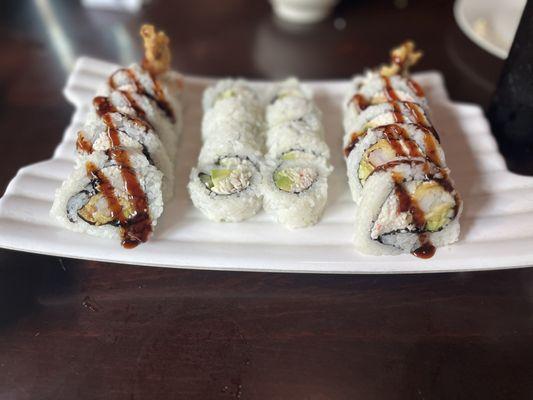 Shrimp Tempura Roll and California Roll