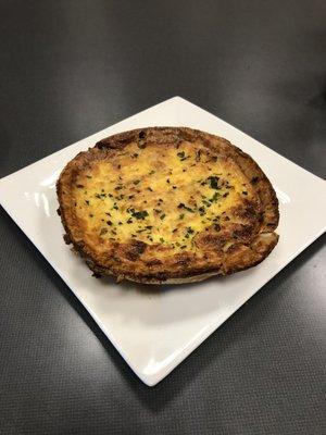 Tasty cheddar and bacon quiche!