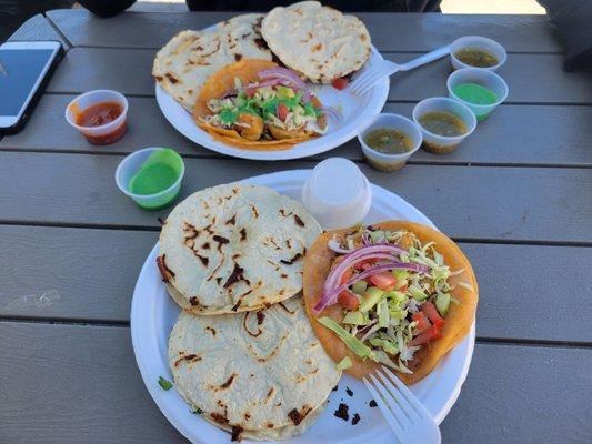 Mulitas de Cabeza and Tacos de Camaron